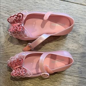 Mini Melissa Pink Dress Shoes with Butterfly Accent only wore once